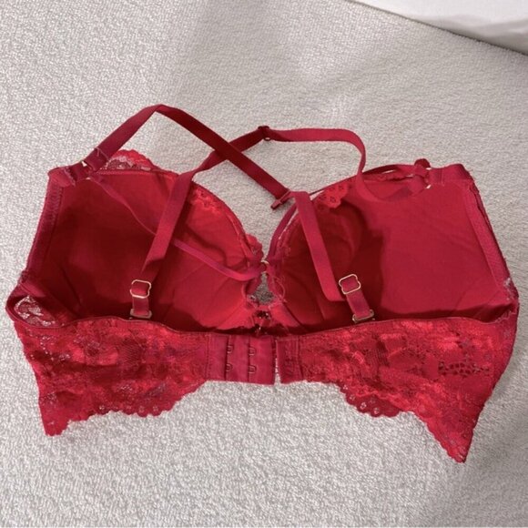 La Senza Beyond Sexy Red Lace Strappy Push Up Bra 32C - Picture 6 of 14
